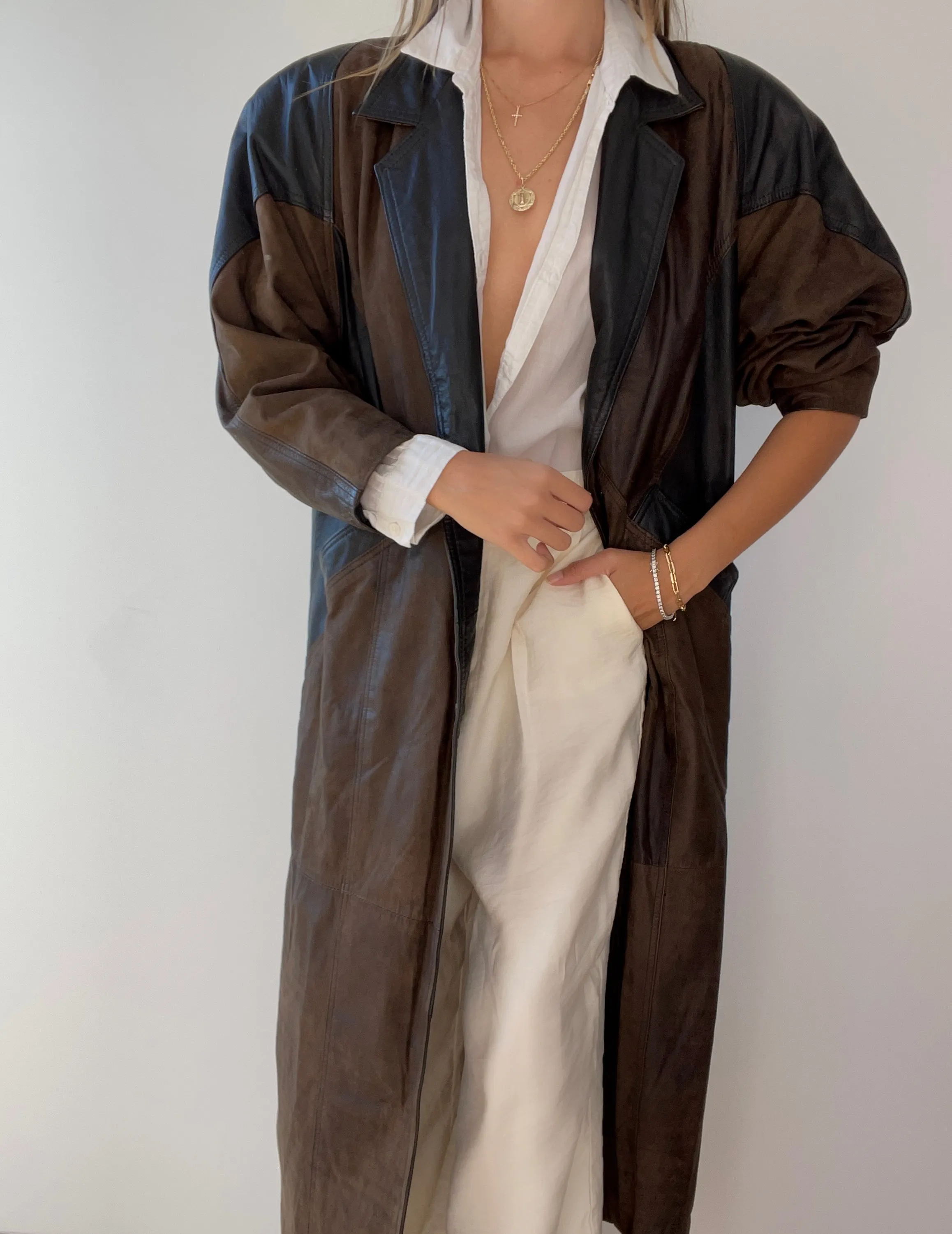 1990's Leather trench Jacket