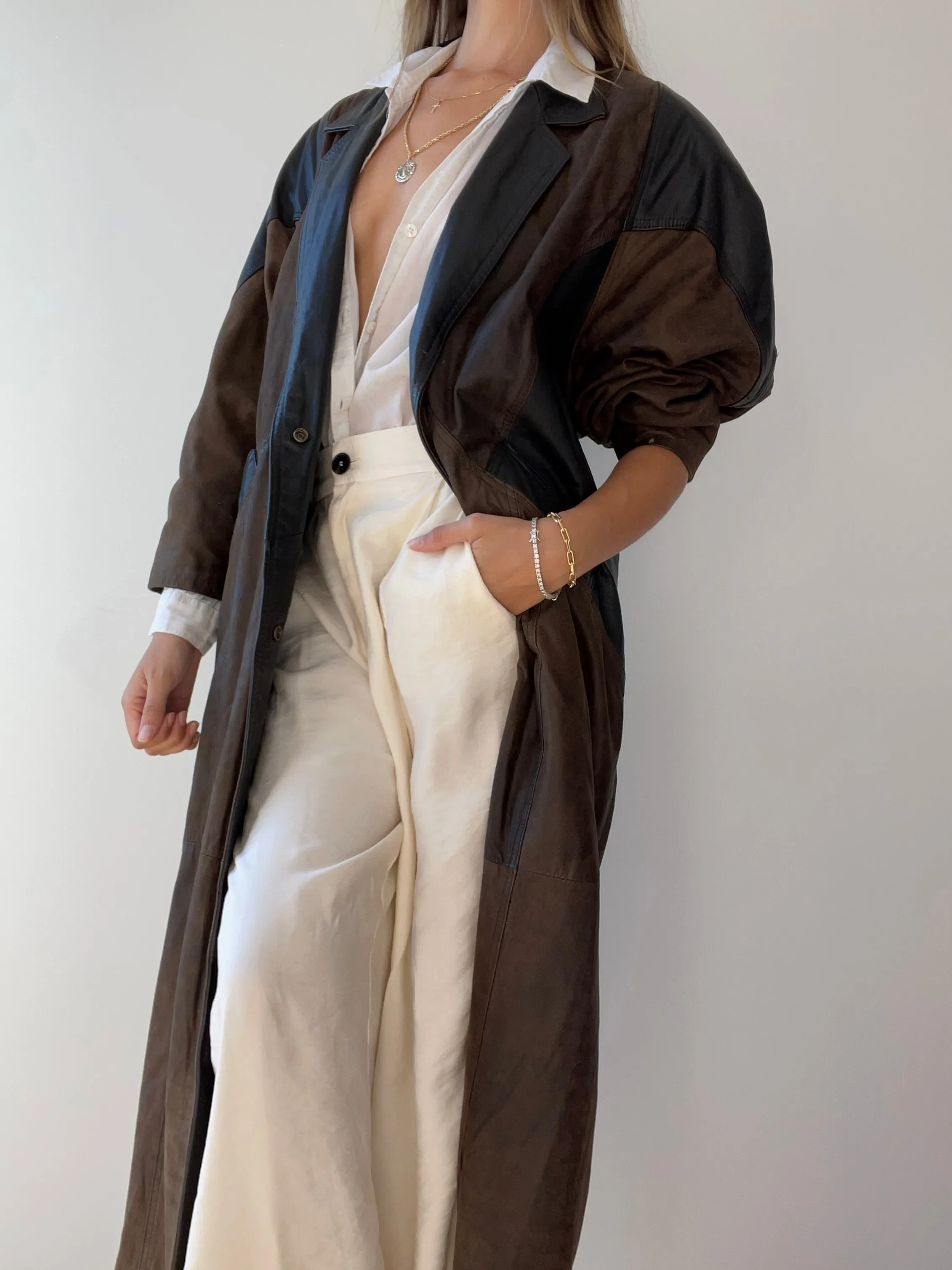 1990's Leather trench Jacket