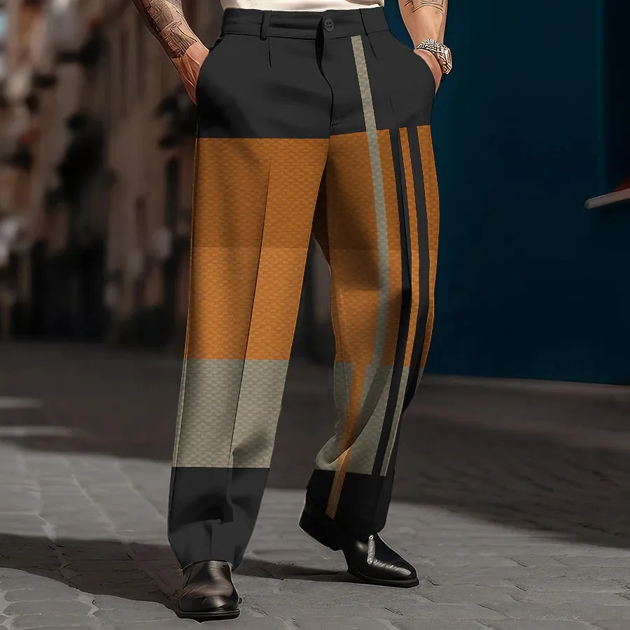 3D Print Plaid Stripe Men's Casual Pants - Comfortable Cotton Fabric for All Seasons