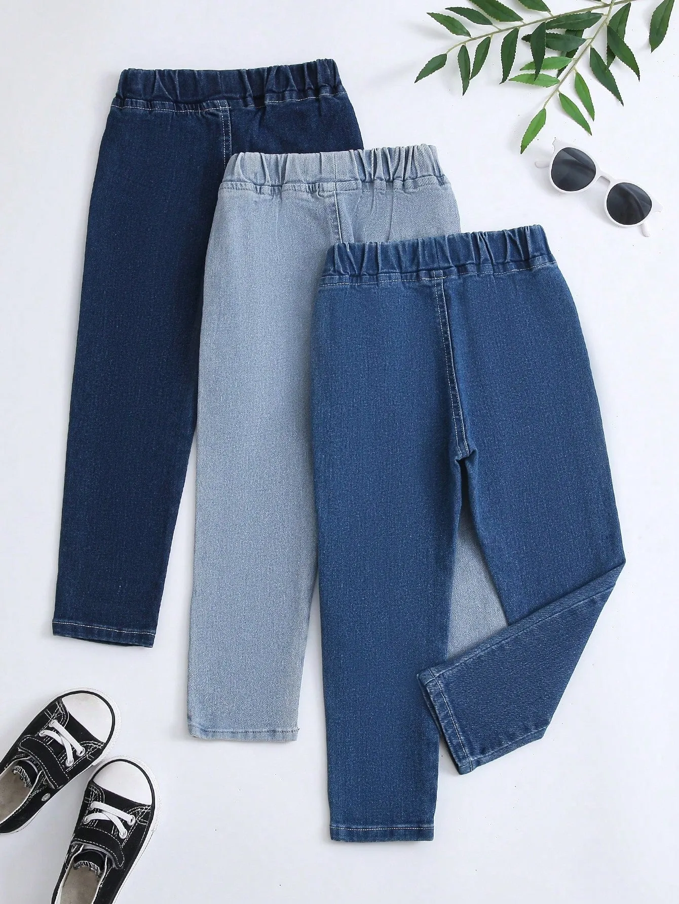 3pcs/Set Young Girl Basic Comfortable Stretchy Jean For Everyday Casual Wear