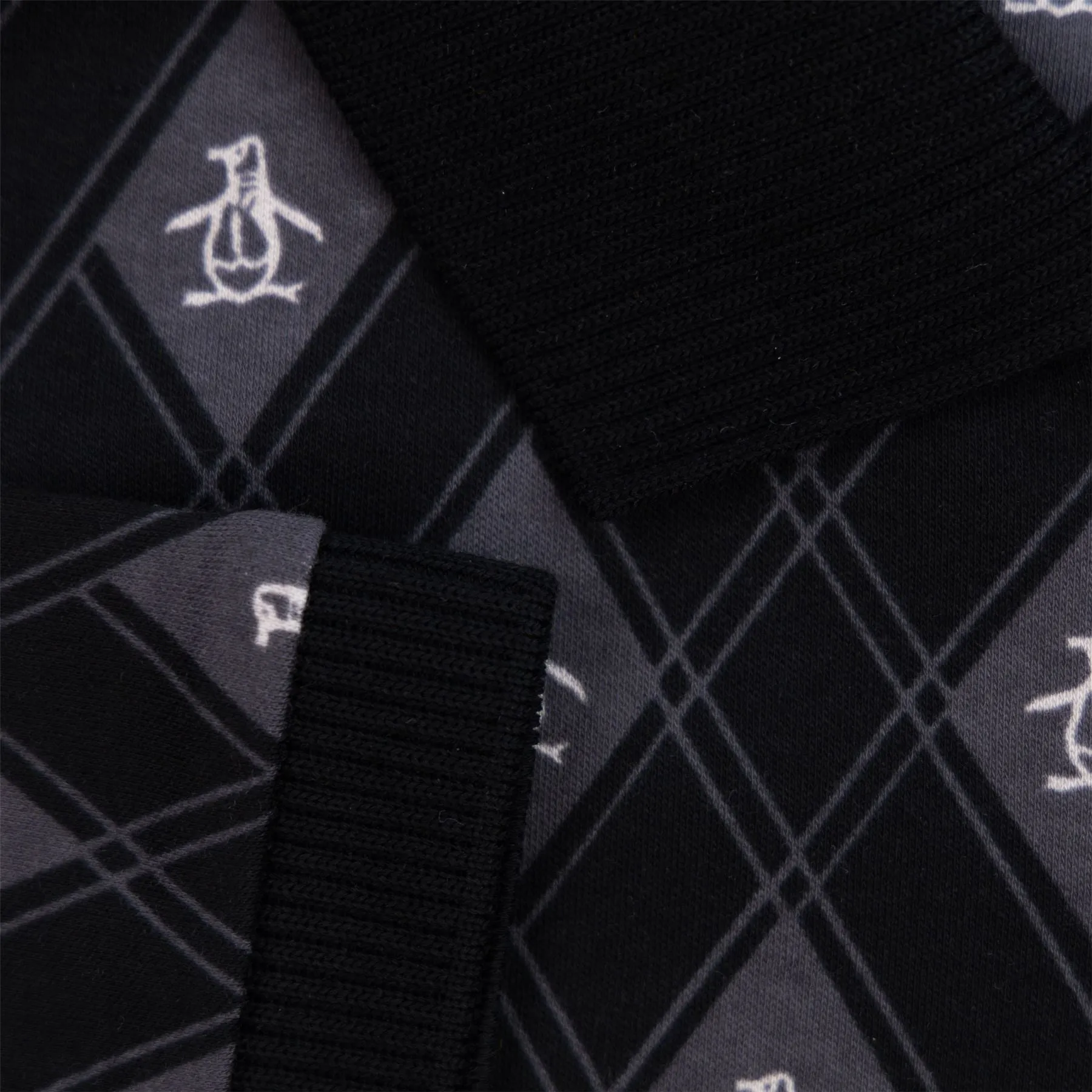 All Over Argyle Print Quarter Zip Polo True Black - AW24