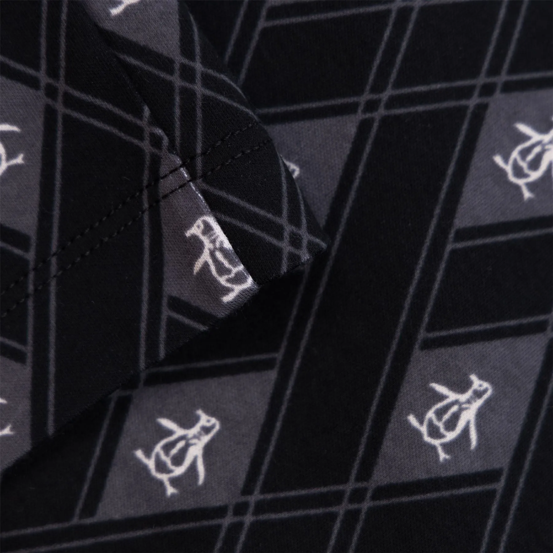 All Over Argyle Print Quarter Zip Polo True Black - AW24