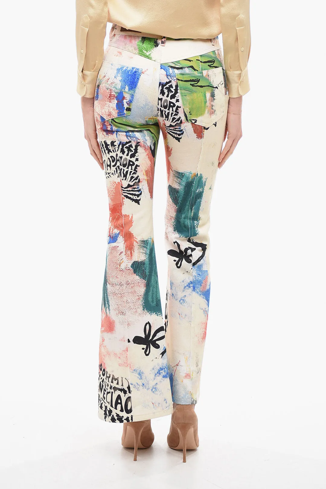 Andersson Bell Printed Boot Cut Jeans with Frontal Studs 40 Italian size