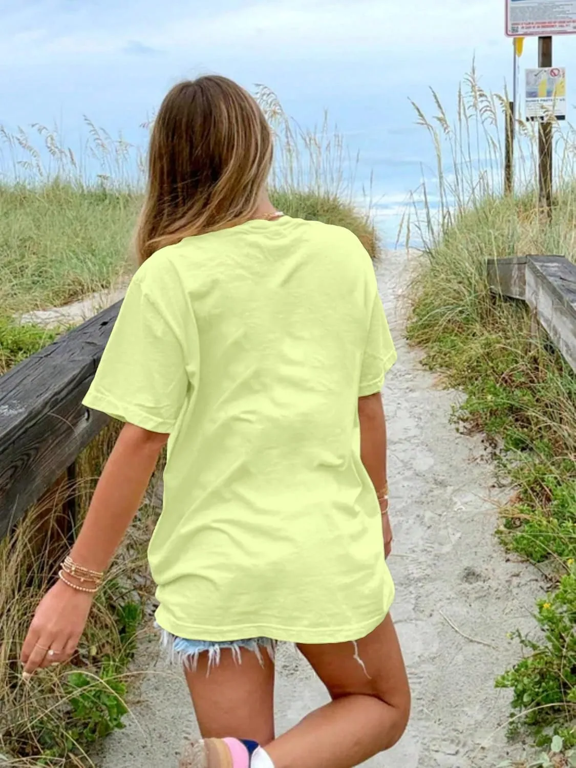BAIGRAM Women Oversized Floral Graphic Tee Shirt Top Y2K Aesthetic Cotton Short Sleeve Summer Beach Coastal Tshirt Going Out