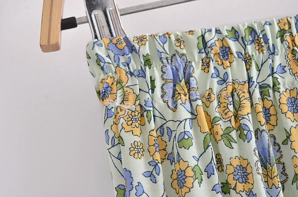 Boho Skirt, Hippie Skirts, Maxi Skirt, Esme Flower in Green