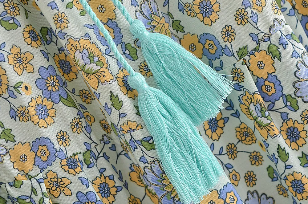 Boho Skirt, Hippie Skirts, Maxi Skirt, Esme Flower in Green