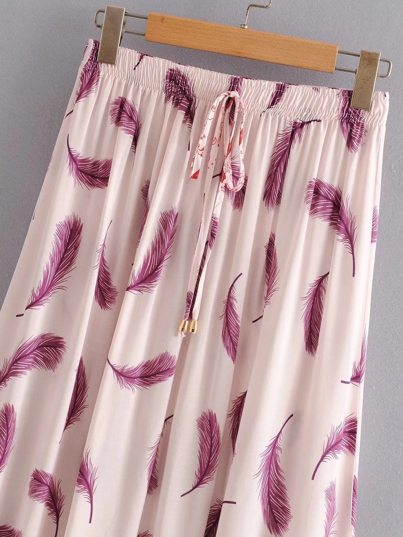 Boho Skirt, Hippie Skirts, Maxi Skirt, Feather in Pink