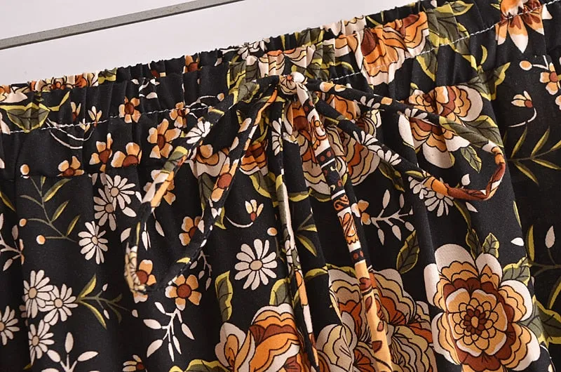 Boho Skirt, Hippie Skirts, Maxi Skirt, Maryam Black Gold Flower