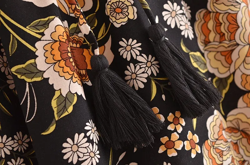 Boho Skirt, Hippie Skirts, Maxi Skirt, Maryam Black Gold Flower