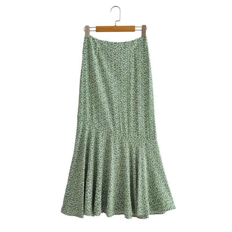 Boho Skirt, Hippie Skirts, Midi Skirt, Green Garden