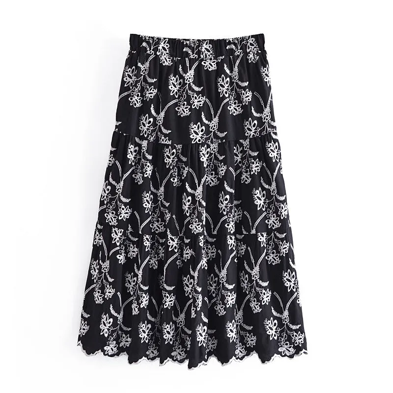 Boho Skirt, Hippie Skirts, Midi Skirt, Mariana in Lace White, Purple and Black