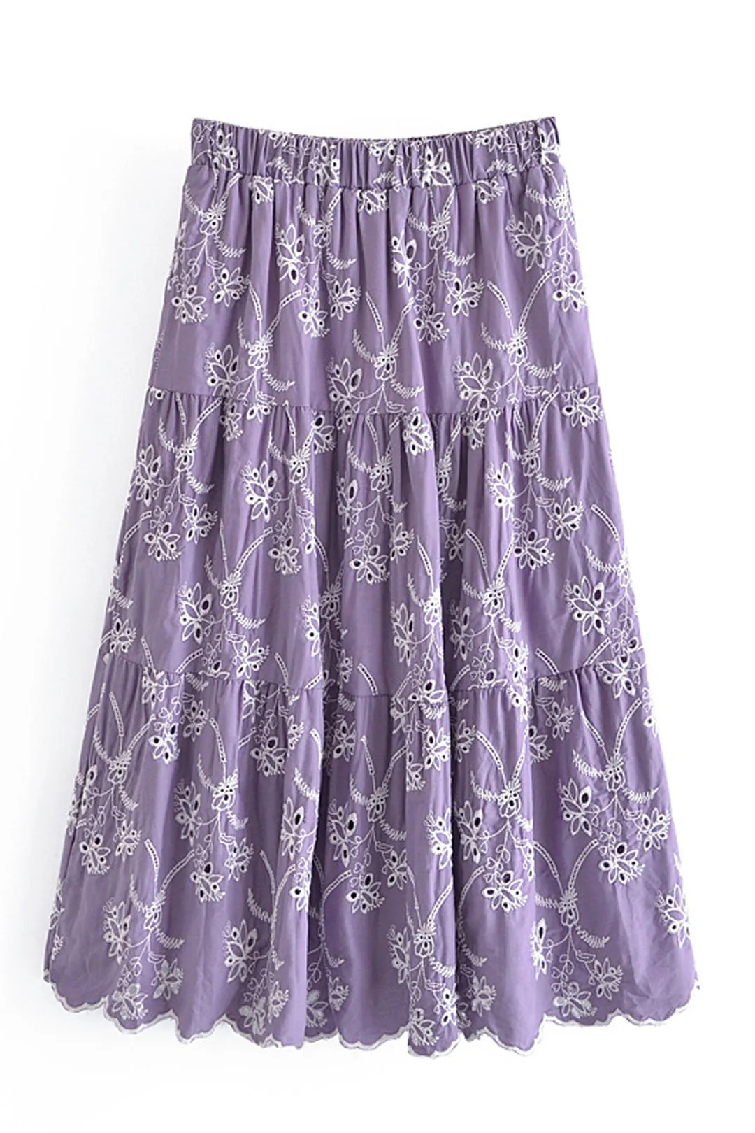 Boho Skirt, Hippie Skirts, Midi Skirt, Mariana in Lace White, Purple and Black