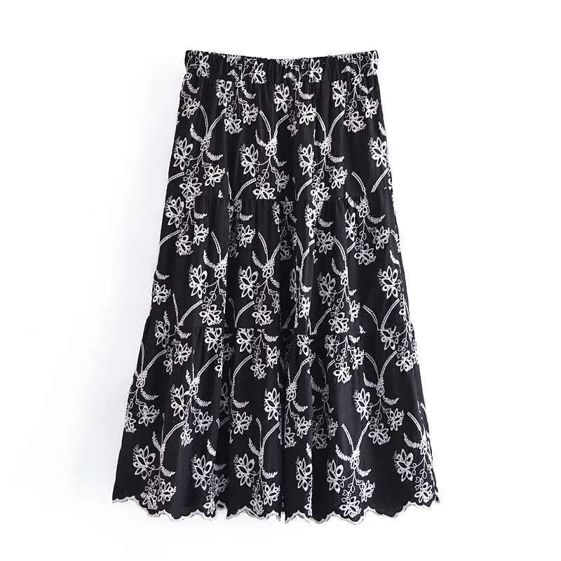 Boho Skirt, Hippie Skirts, Midi Skirt, Mariana in Lace White, Purple and Black