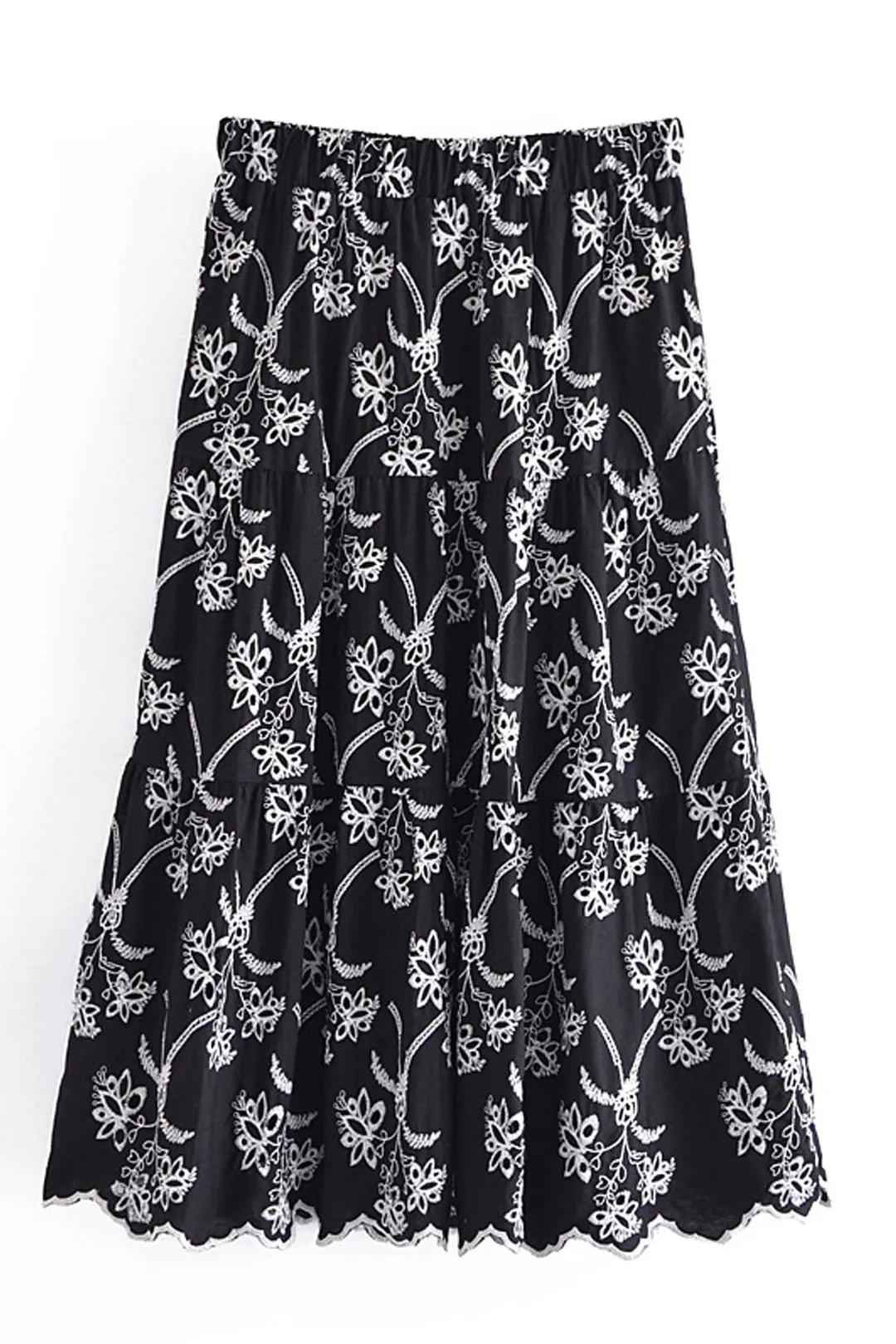 Boho Skirt, Hippie Skirts, Midi Skirt, Mariana in Lace White, Purple and Black