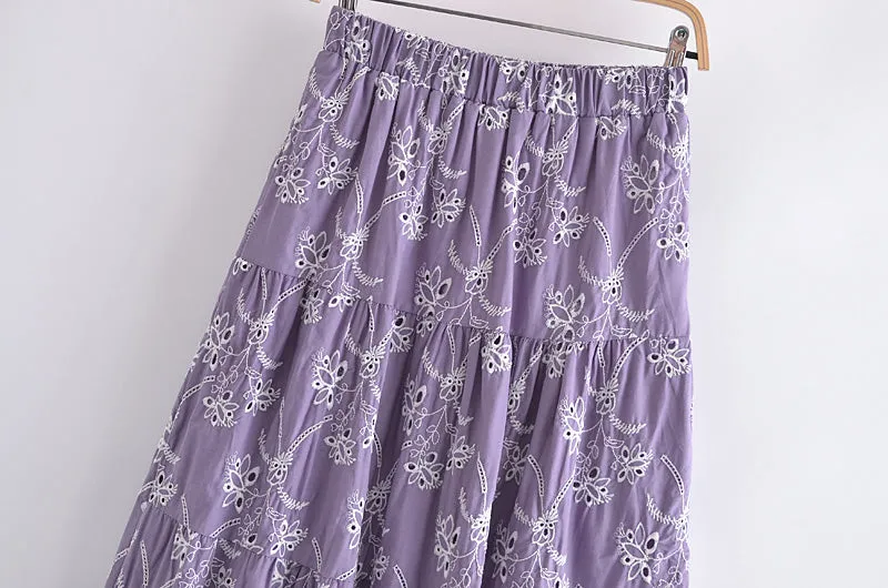 Boho Skirt, Hippie Skirts, Midi Skirt, Mariana in Lace White, Purple and Black