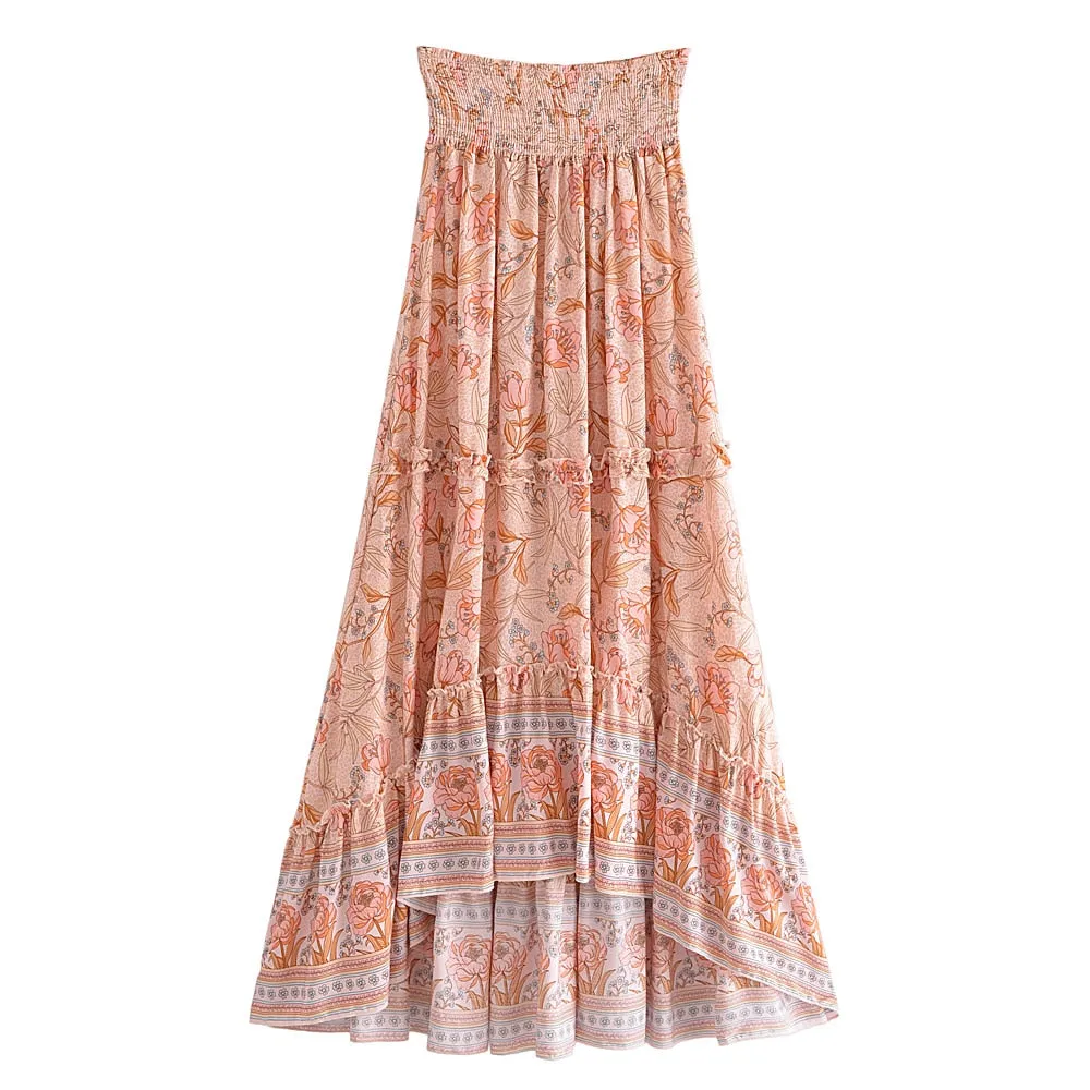 Boho Skirt, Hippie Skirts, Midi Skirt, Wild Rose in Blue, Pink, Smoke