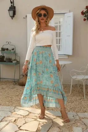 Boho Skirt, Hippie Skirts, Midi Skirt, Wild Rose in Blue, Pink, Smoke