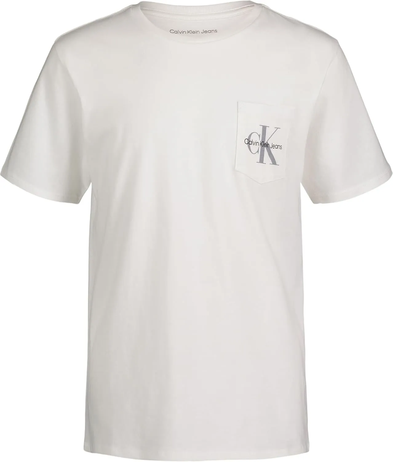 Calvin Klein Boys' Short Sleeve Pocket Logo Crew Neck T-Shirt, Soft, Comfortable, Relaxed Fit