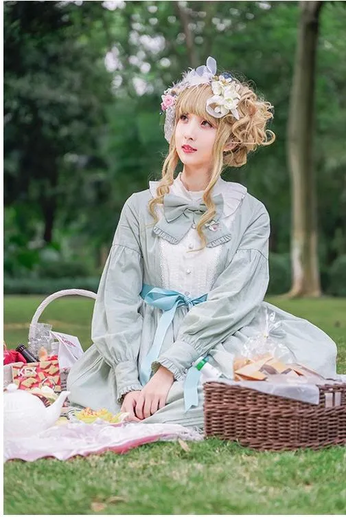 Chess Story~Vintage Lolita Long Sleeve OP Dress