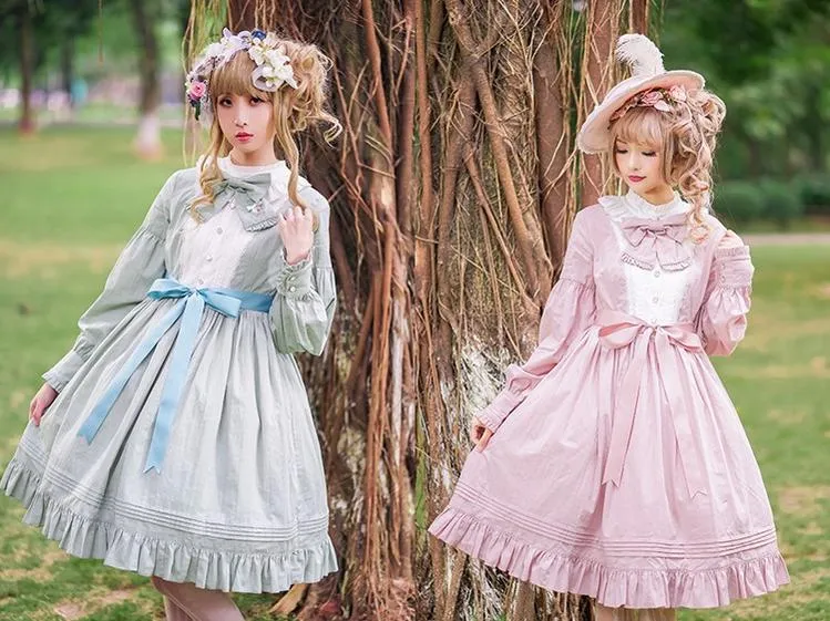 Chess Story~Vintage Lolita Long Sleeve OP Dress