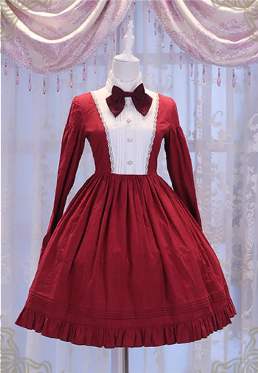 Chess Story~Vintage Lolita Long Sleeve OP Dress