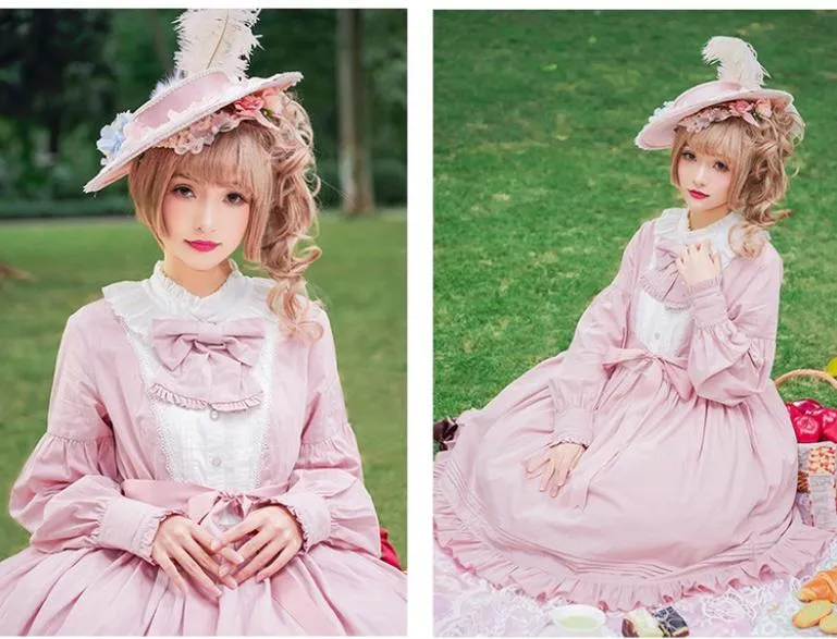 Chess Story~Vintage Lolita Long Sleeve OP Dress