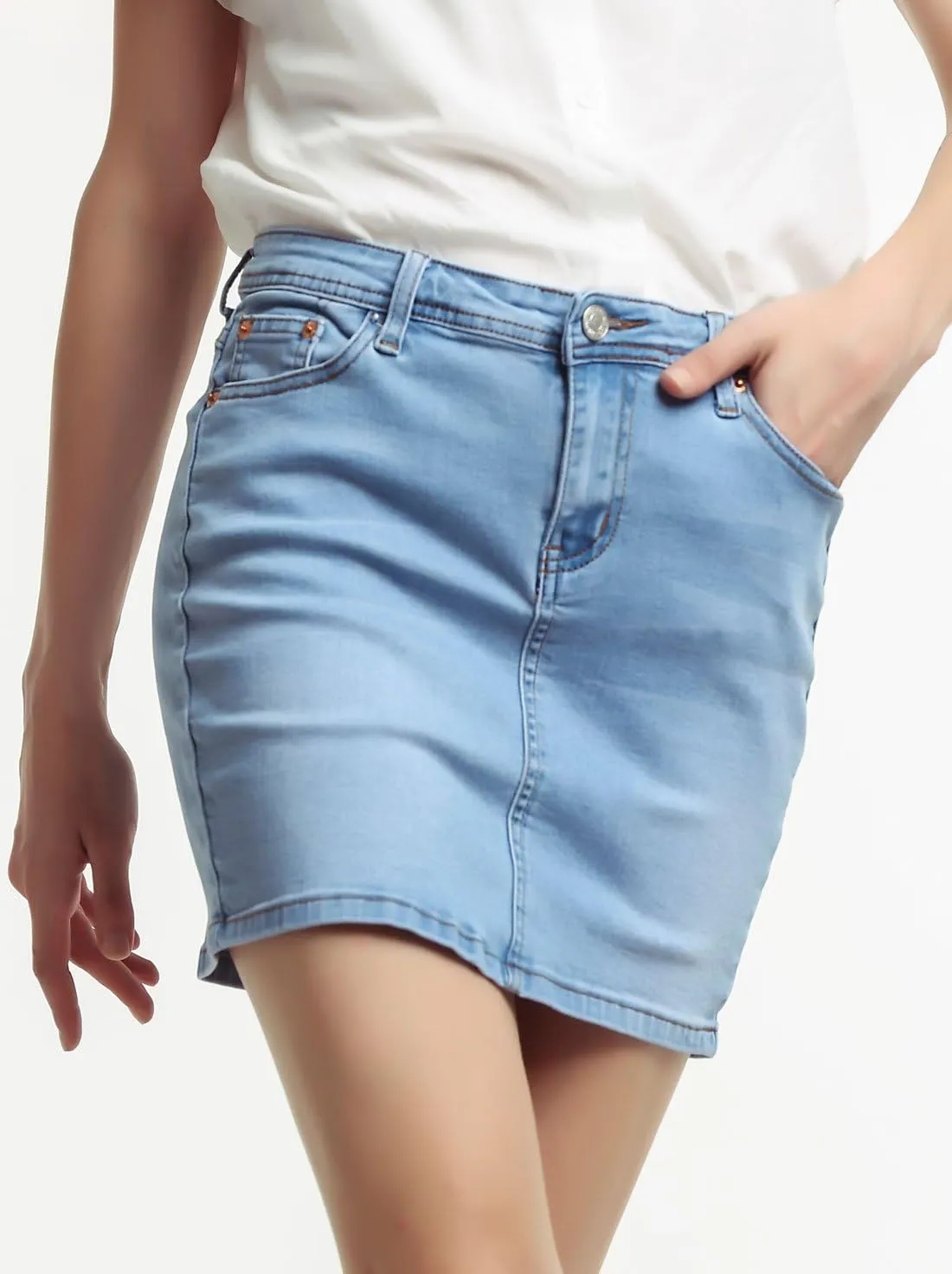 chouyatou Women's Casual Short Denim Skirt