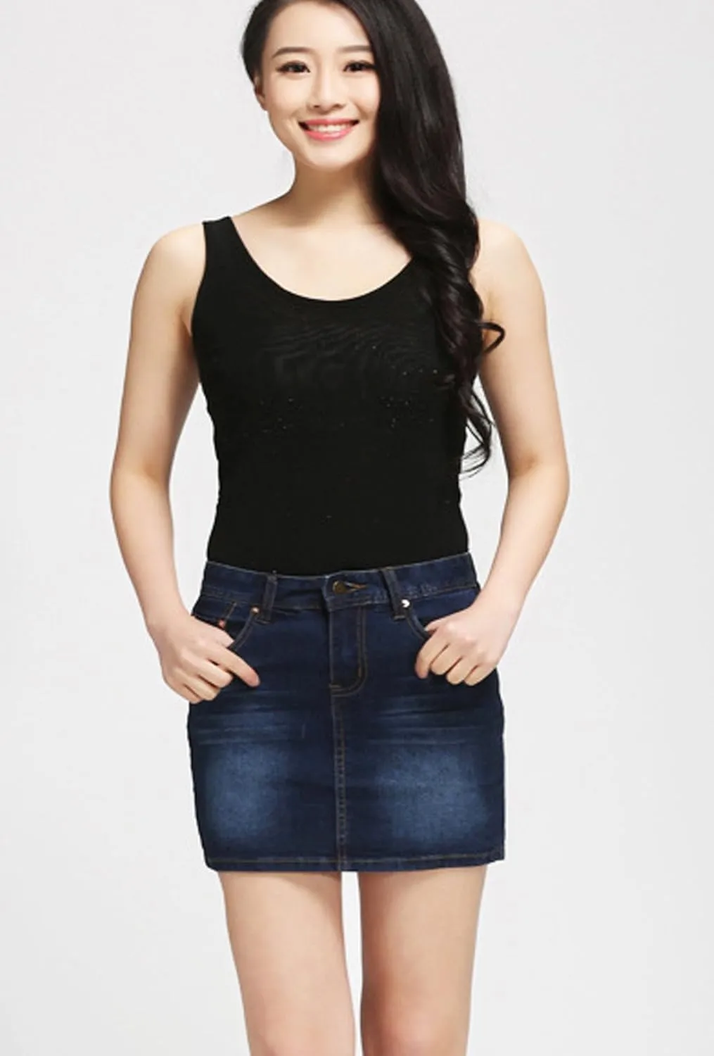 chouyatou Women's Casual Short Denim Skirt