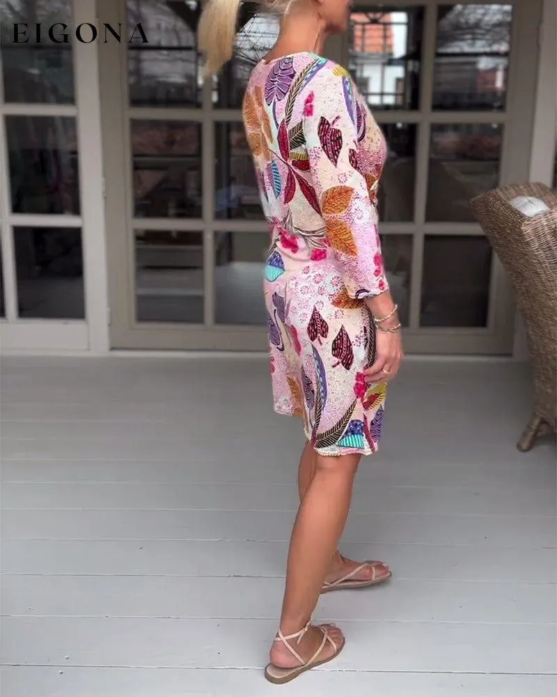 Colorful leaf pattern dress