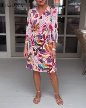 Colorful leaf pattern dress