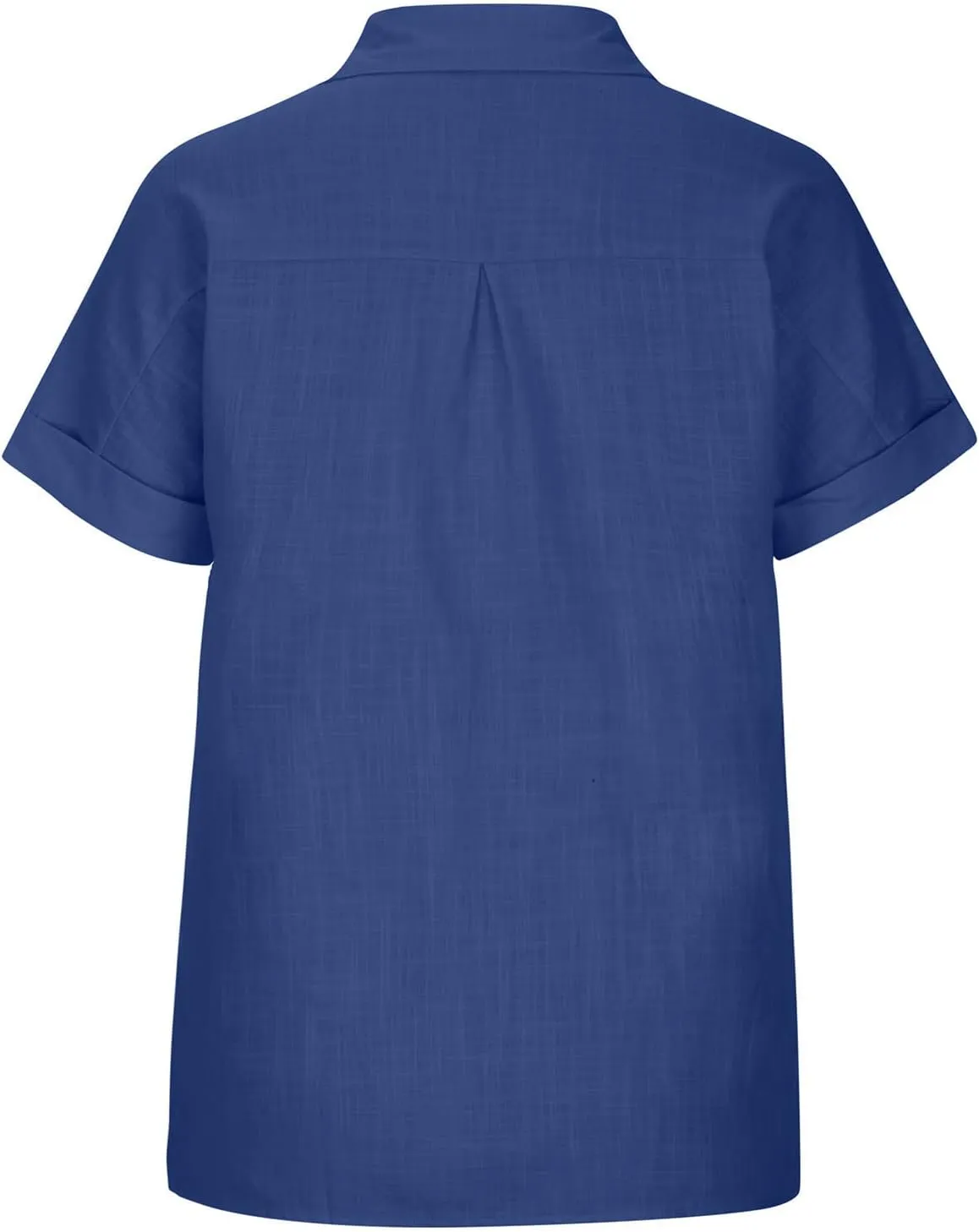 Cotton Linen Shirts for Women Summer Short Sleeve Casual Collared top Loose fit Solid V Neck Button Down T-Shirt tee