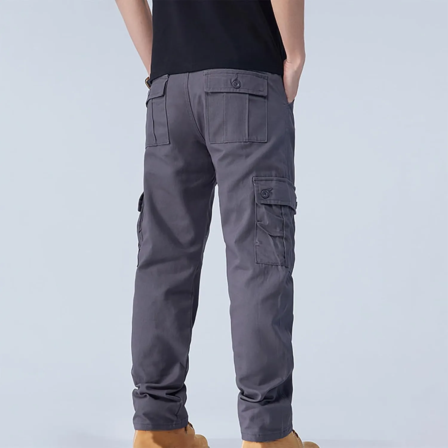 Cotton Men's Cargo Pants Multi Pockets Durable Lightweight Relaxed Comfortable Outdoor Workwear Versatile Casual