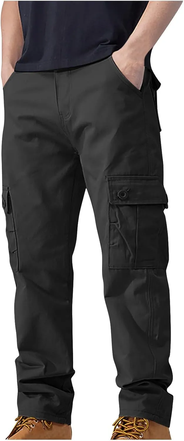 Cotton Men's Cargo Pants Multi Pockets Durable Lightweight Relaxed Comfortable Outdoor Workwear Versatile Casual