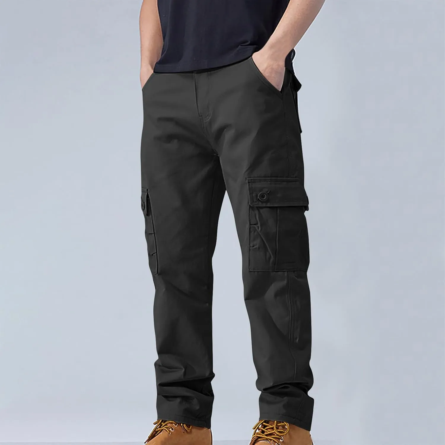 Cotton Men's Cargo Pants Multi Pockets Durable Lightweight Relaxed Comfortable Outdoor Workwear Versatile Casual