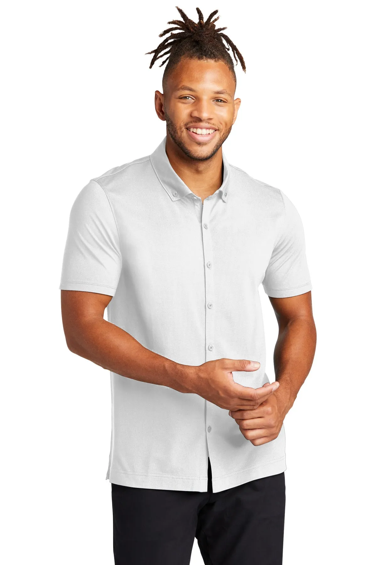 Custom Embroidered - Mercer Mettle™ Stretch Pique Full-Button Polo MM1006