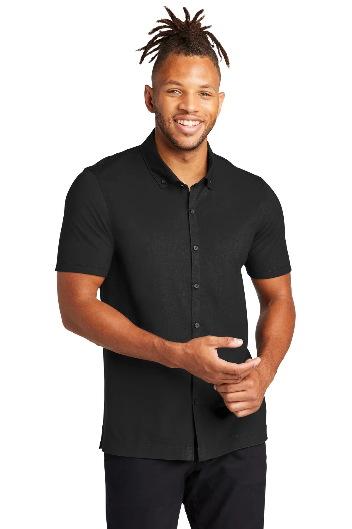 Custom Embroidered - Mercer Mettle™ Stretch Pique Full-Button Polo MM1006