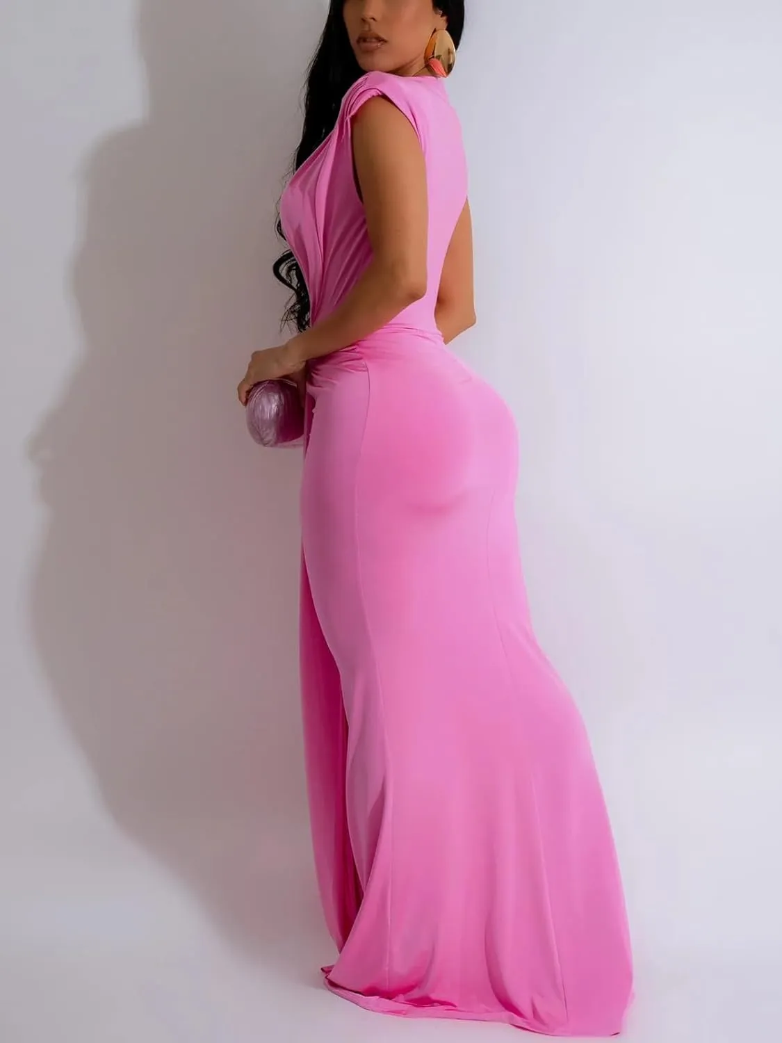 Ekaliy Elegant Bodycon Dresses for Women Deep V Neck Maxi Dress Mermaid Long Dress