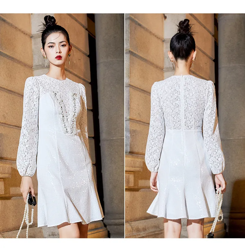 Elegant mermaid lace fishtail skirt dress- Erina