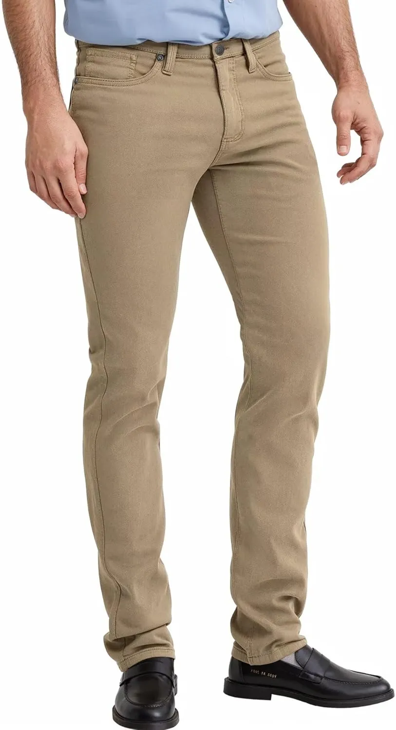 ETHANOL Mens Comfortable Stretch Trousers Slim Fit Straight Leg Stylish Design Pants
