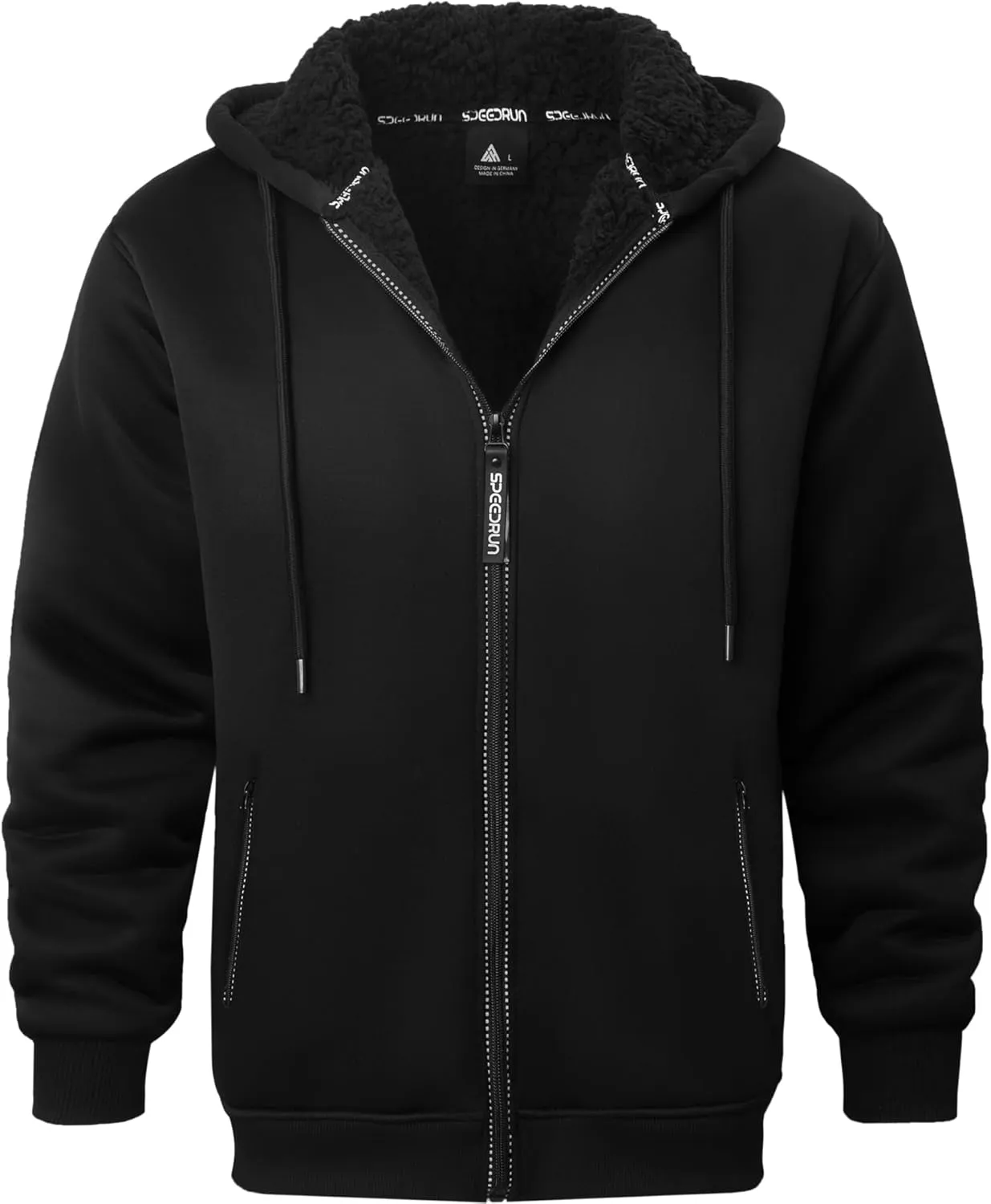 GEEK LIGHTING Men's Hoodie Heavyweight Fleece Sweatshirt Comfortable Full Zip Up Thick Sherpa Lined for Men Outdoor Activity