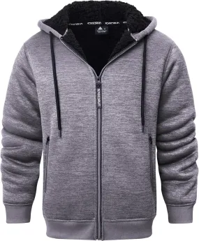 GEEK LIGHTING Men's Hoodie Heavyweight Fleece Sweatshirt Comfortable Full Zip Up Thick Sherpa Lined for Men Outdoor Activity