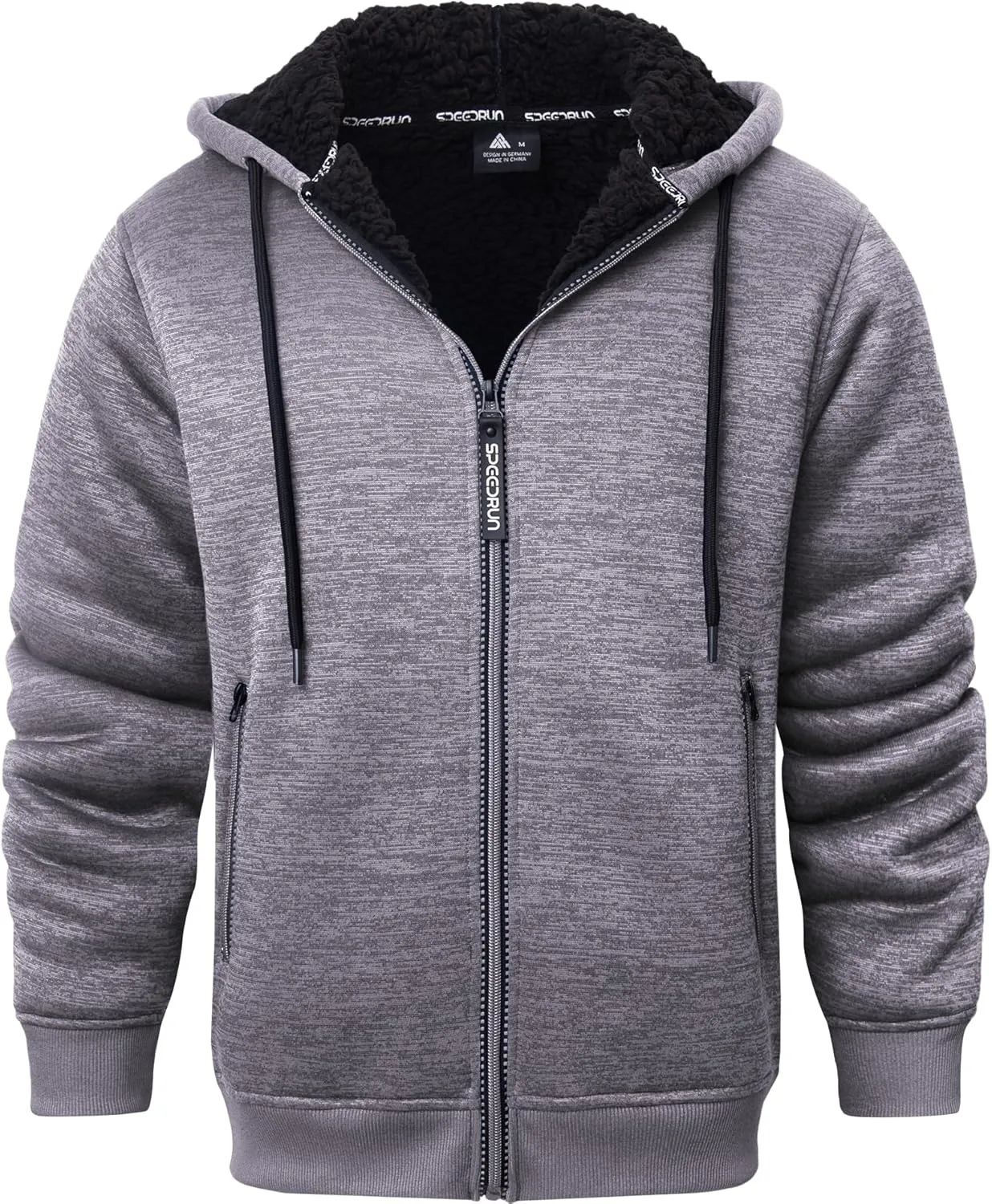 GEEK LIGHTING Men's Hoodie Heavyweight Fleece Sweatshirt Comfortable Full Zip Up Thick Sherpa Lined for Men Outdoor Activity