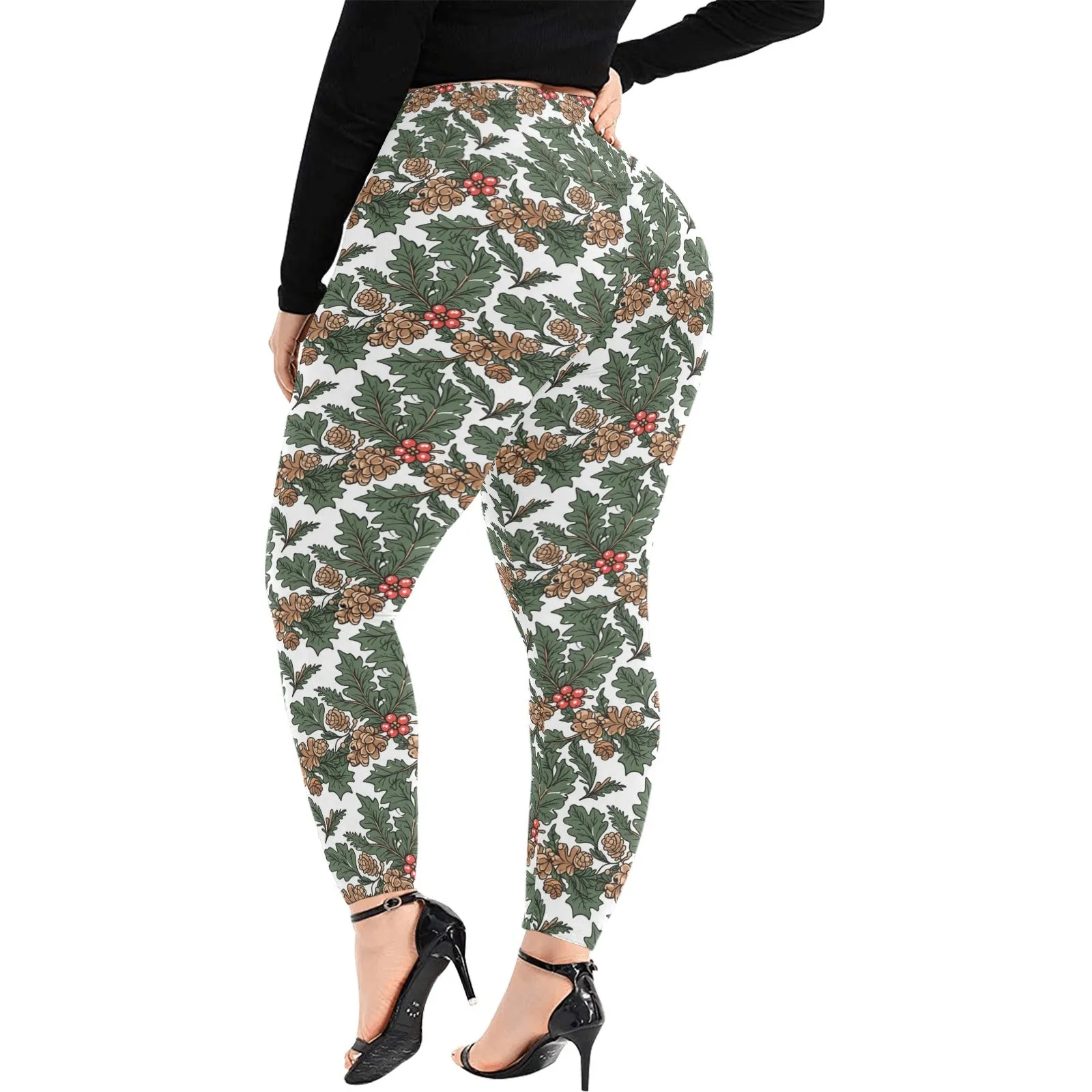 Holly Pine Women's Plus Size High Waited Leggings Women's High Waist Leggings(Plus Size)(ModelL45)