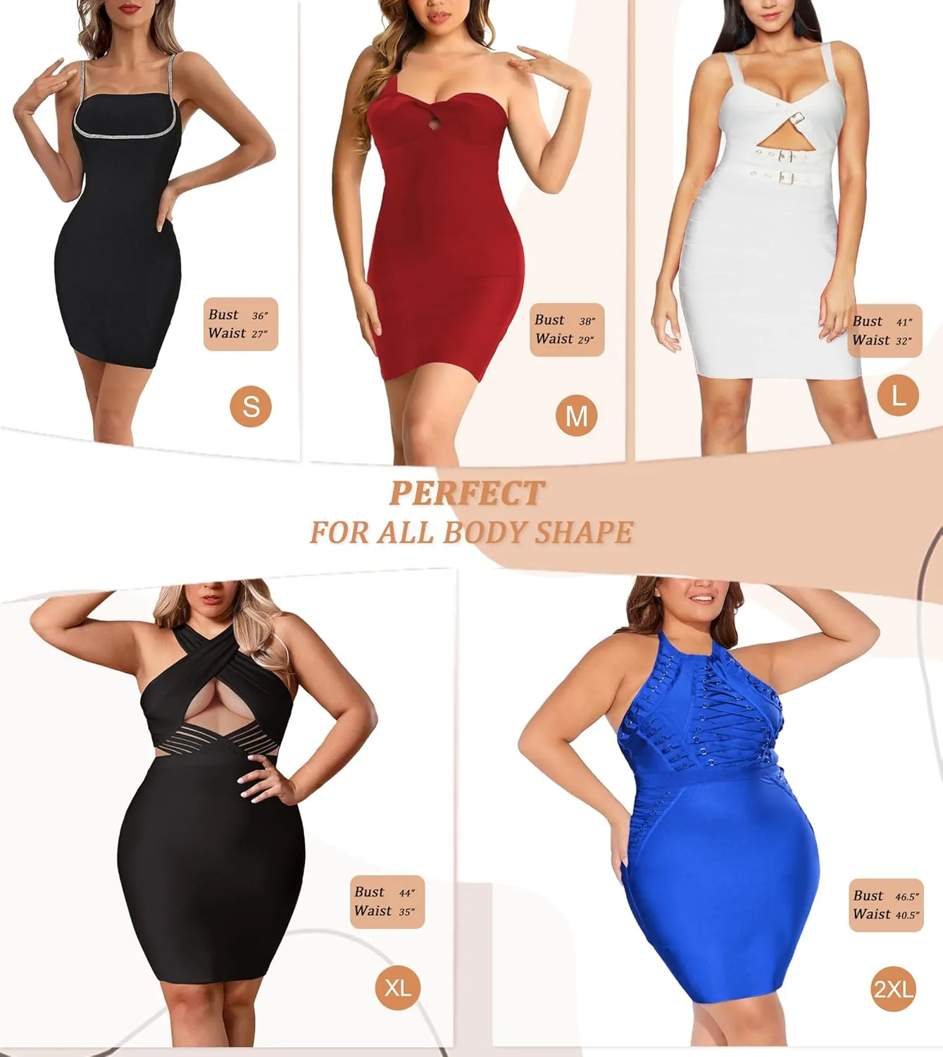 Hybrid & Company Womens Elegant Elastic Dress Chic Knee-Length Bandage Bodycon Party Dress