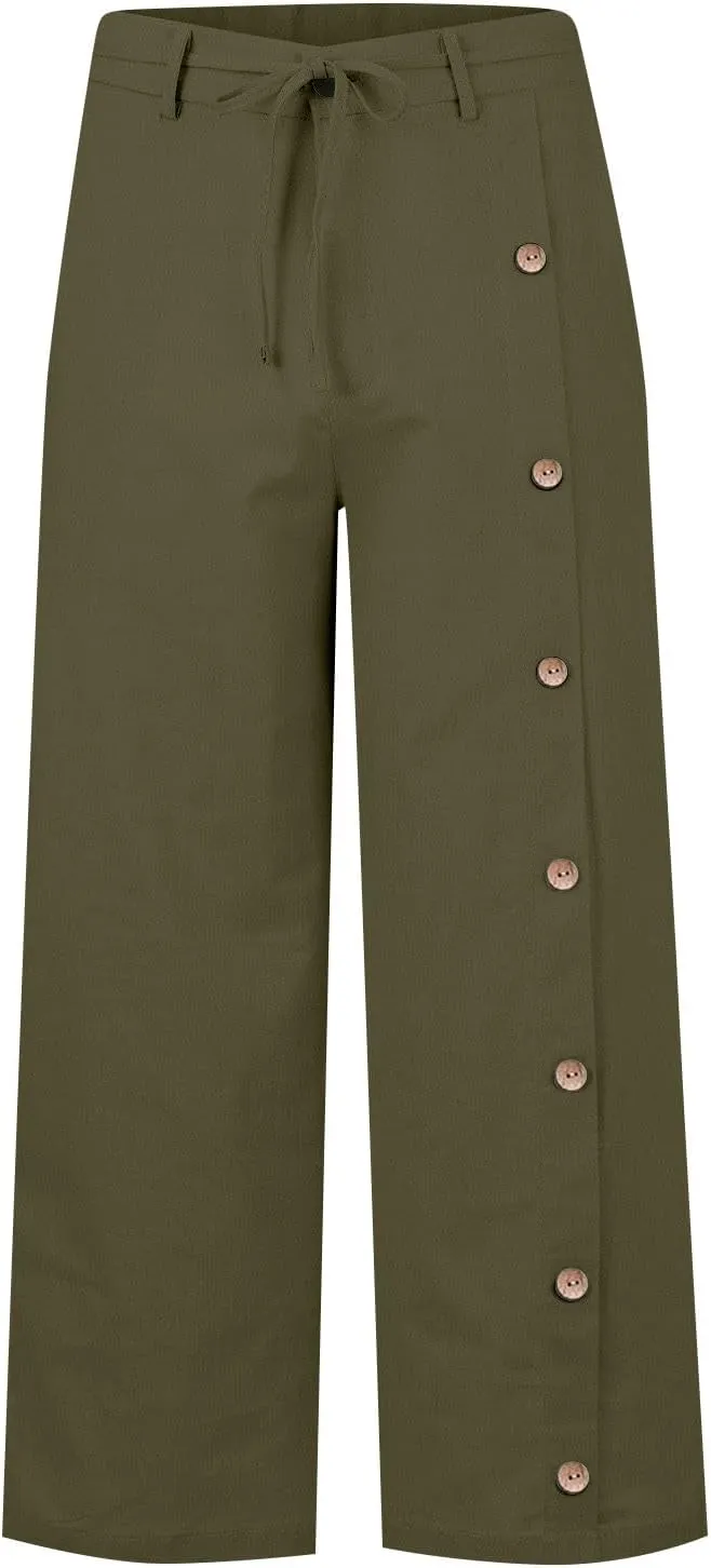 Linen Pants Men Beach Joggers Men Harem Summer Wide Legs Split Expandable Waist Coloured Comfortable Regular Jogger