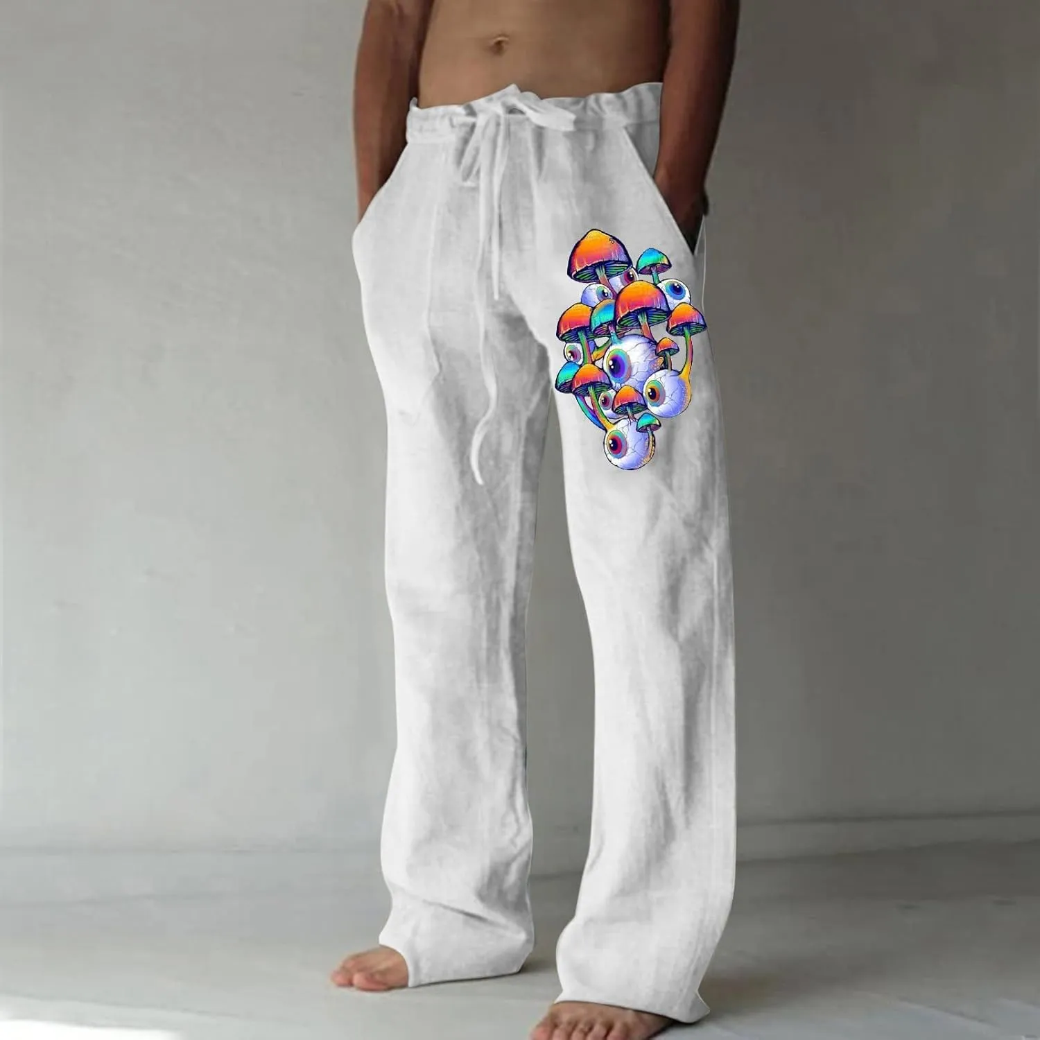 Linen Pants Men Lightweight Beach Pants Comfortable Loose and Light Trousers Workout Gym Running Pants Hip Hop Y2K
