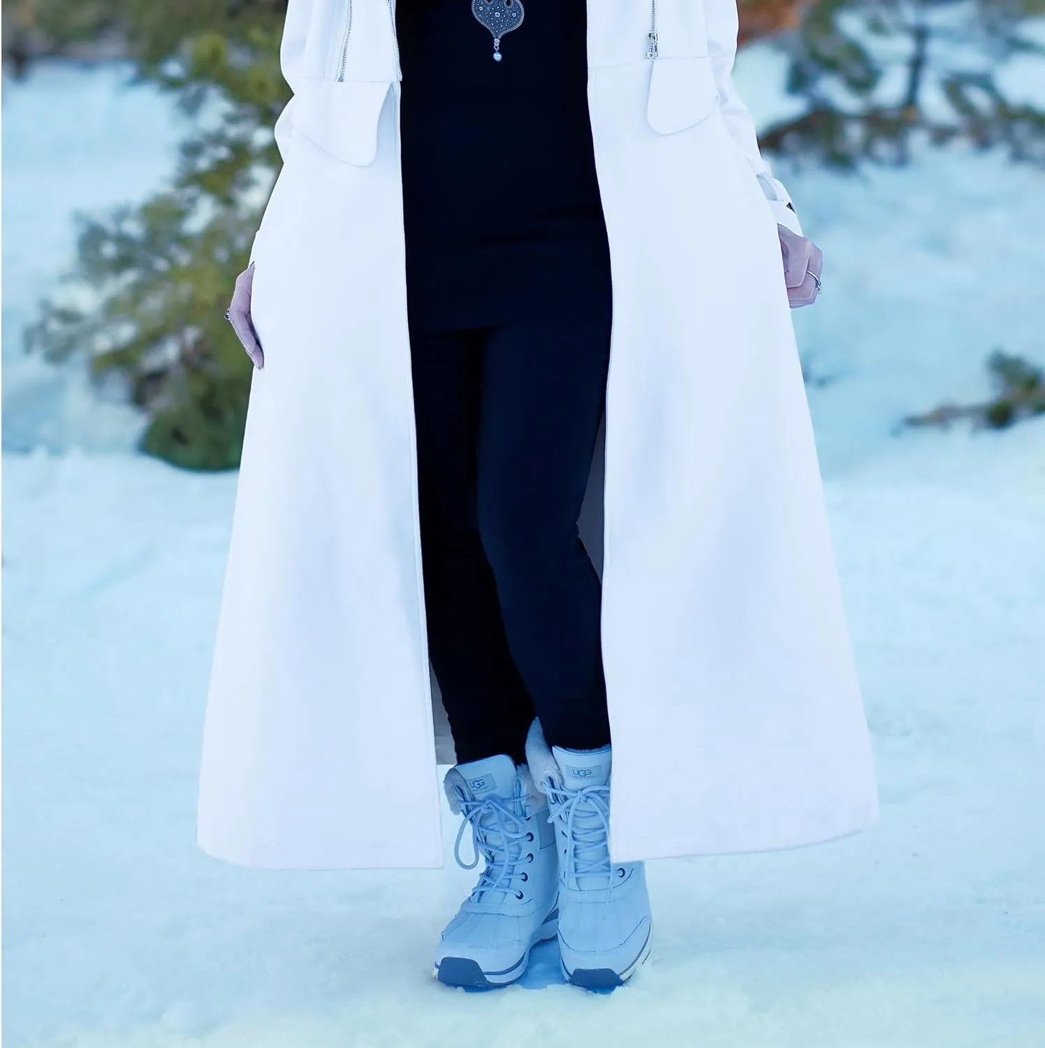 Long Leather Trench Coat for Women, Womens Trench Coat Long Lapel Collar & Waist-Belt