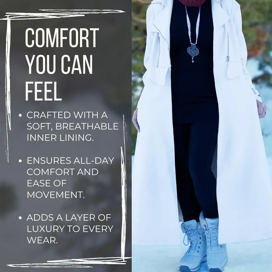 Long Leather Trench Coat for Women, Womens Trench Coat Long Lapel Collar & Waist-Belt
