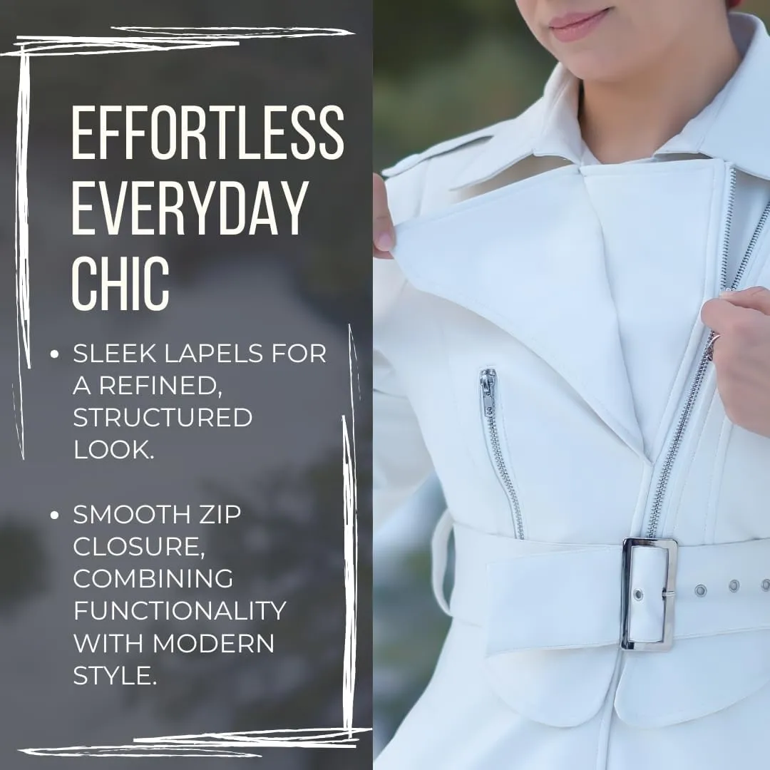 Long Leather Trench Coat for Women, Womens Trench Coat Long Lapel Collar & Waist-Belt