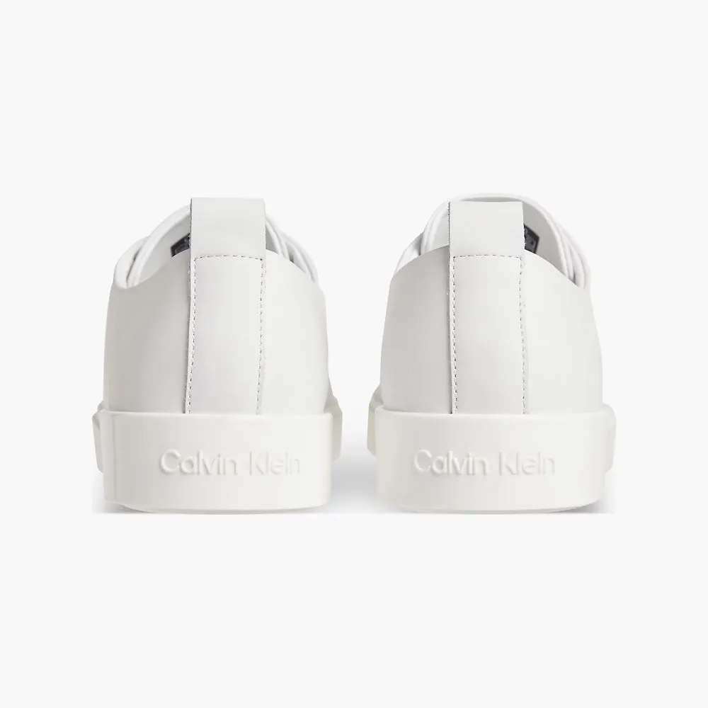 Low Top Lace Up Leather Sneakers- White